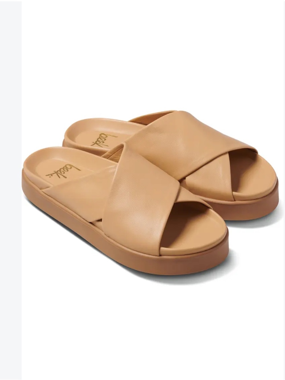 Anthropologie Beek Hen Flatform Cross-Band Slide Sandals in Beach